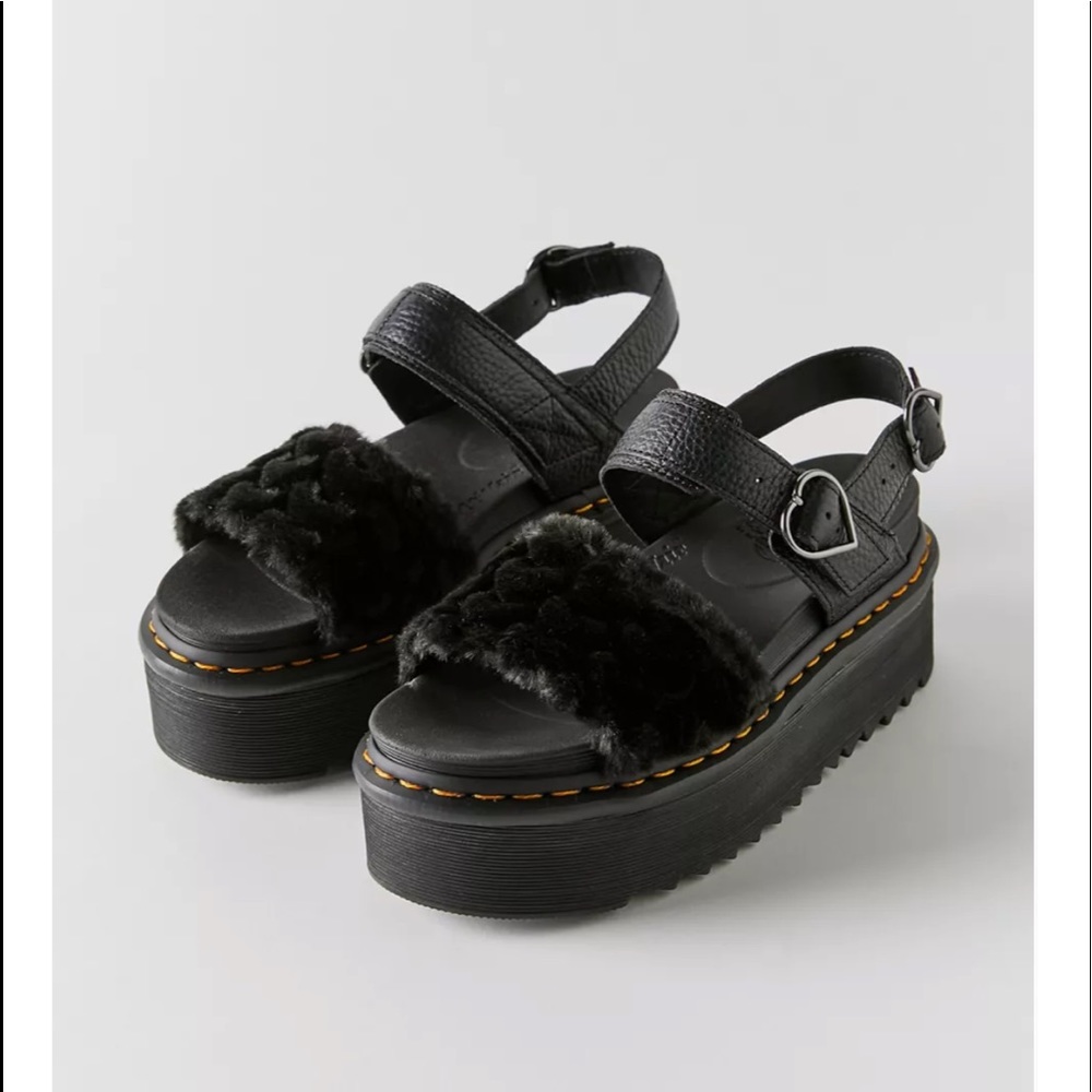 Dr. Martens Voss Fluffy Faux Fur Platform Sandal